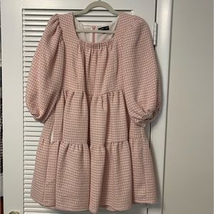 Sister Jane dress, size small but fits like a medium, pink/white/gold tweed